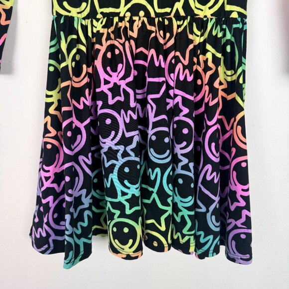 Pixie Lane Ombre Happy Face Star Dress Long Sleeves Black Girl's Size 7 EUC - Picture 4 of 9